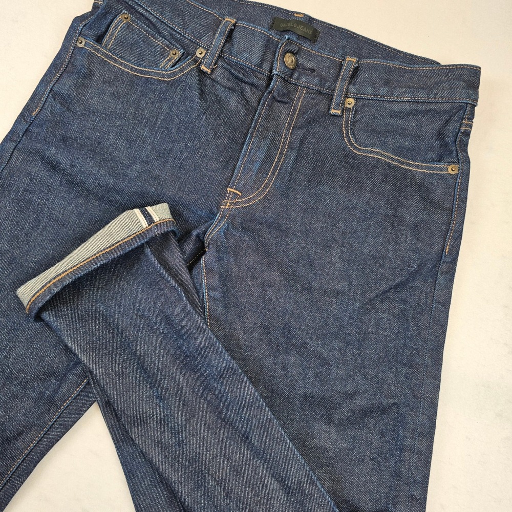 Uniqlo Kaihara Selvedge Denim Slim Straight Jeans Indigo Blue 31x32